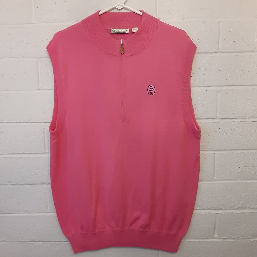 Donald Ross 1/4 Zip Sweater Vest 100% Merino Wool